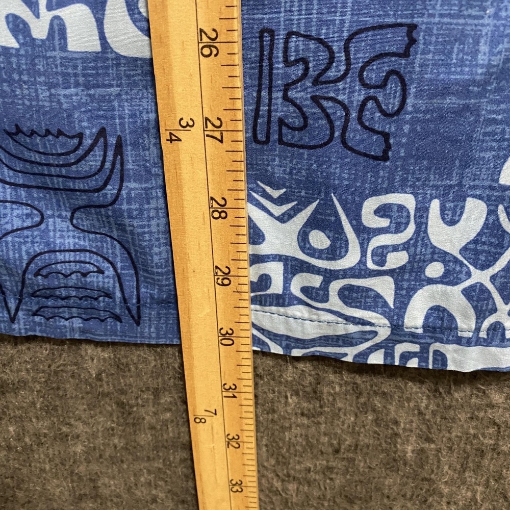 Hilo Hattie Shirt Mens 2XL Blue‎ Geometric Hawaiian Aloha Camp Resort Button Up - Picture 7 of 9